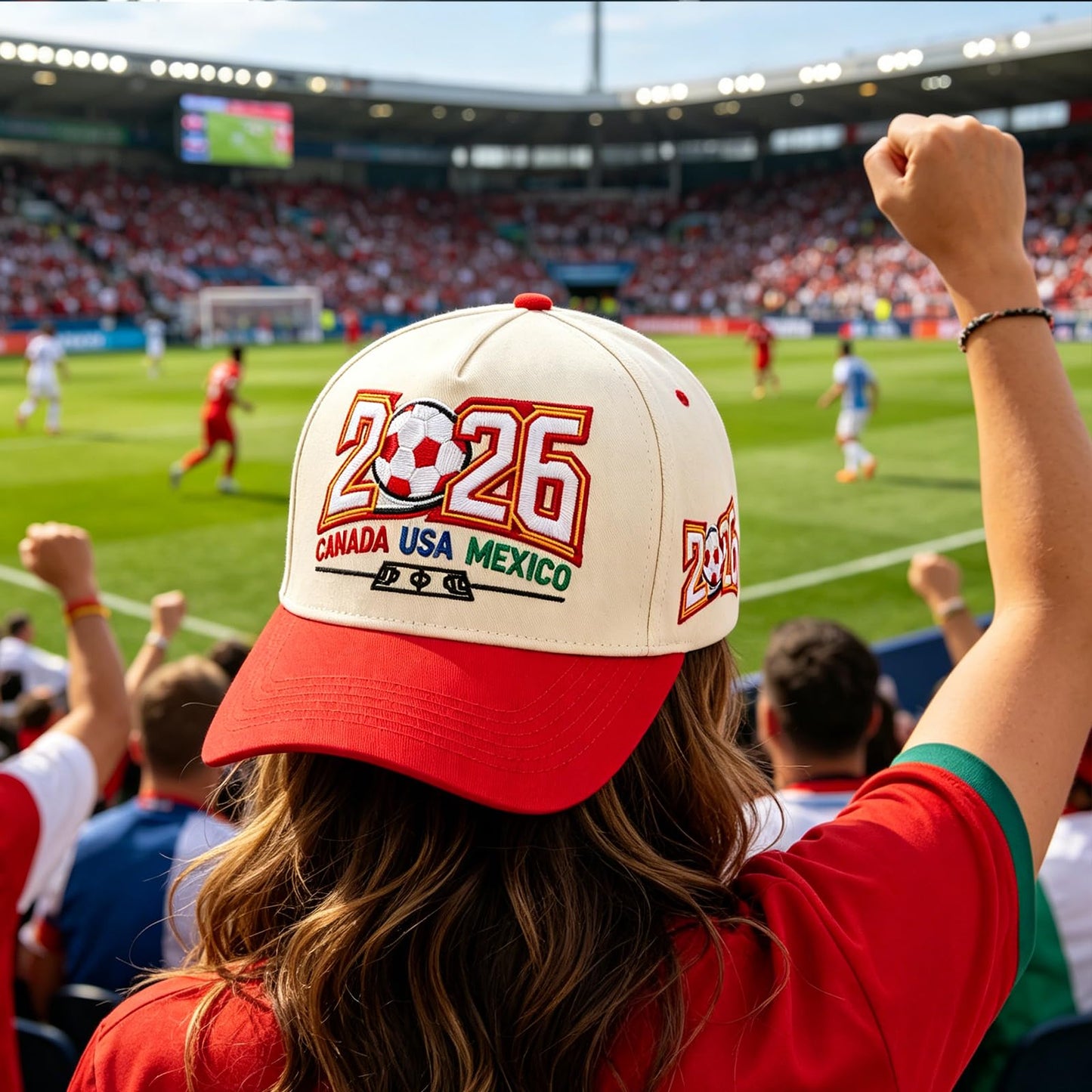2026 Soccer Fan Baseball Cap, USA Canada Mexico Inspired Embroidered Cotton Hat, Adjustable Game Day Sports Cap