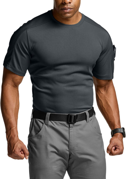 CQR Men's Short Sleeve Military Tactical T-Shirt, Athletic Gym Training Army Shirts, Outdoor Hiking Workout Shirt