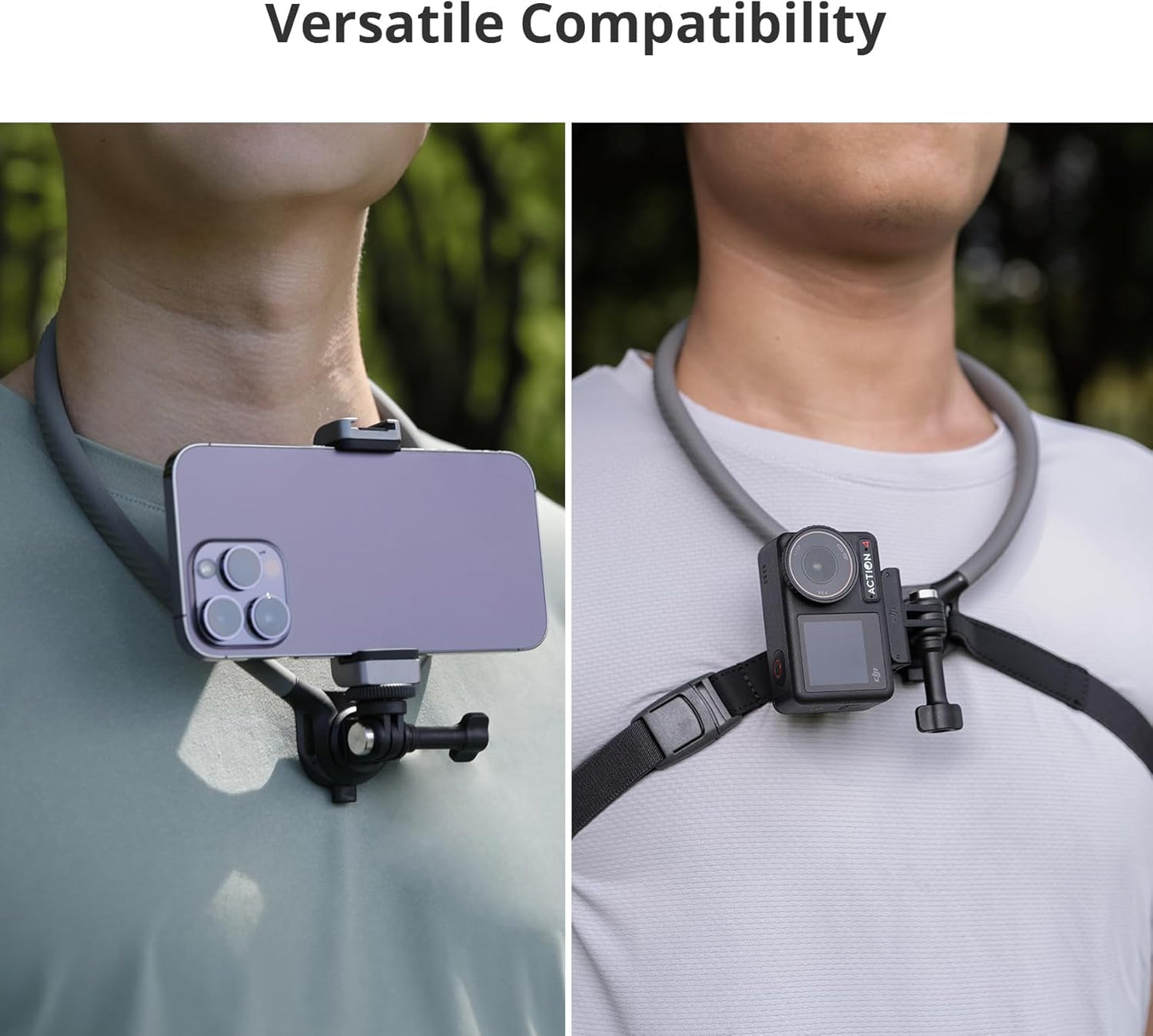 Caplock Action Camera Neck Mount, Large Size, Quick Release Neck Camera Holder & Chest Strap, Hands-Free POV Vlogging for DJI OSMO Action 6/5 Pro/Pocket 4/3/Xtra Muse, Gopro 13-10, Insta360