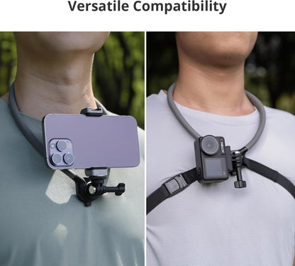 Caplock Action Camera Neck Mount, Large Size, Quick Release Neck Camera Holder & Chest Strap, Hands-Free POV Vlogging for DJI OSMO Action 6/5 Pro/Pocket 4/3/Xtra Muse, Gopro 13-10, Insta360