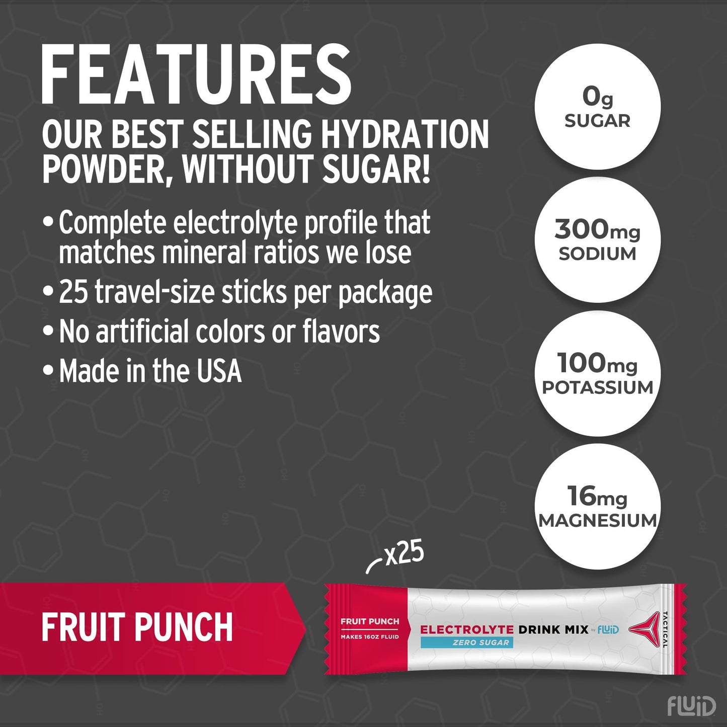 Fluid Tactical - 25 Count Zero Sugar Electrolyte Powder | Variety Pack | Travel Ready Drink Mix | Extreme Re-Hydration