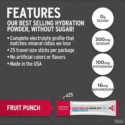 Fluid Tactical - 25 Count Zero Sugar Electrolyte Powder | Variety Pack | Travel Ready Drink Mix | Extreme Re-Hydration