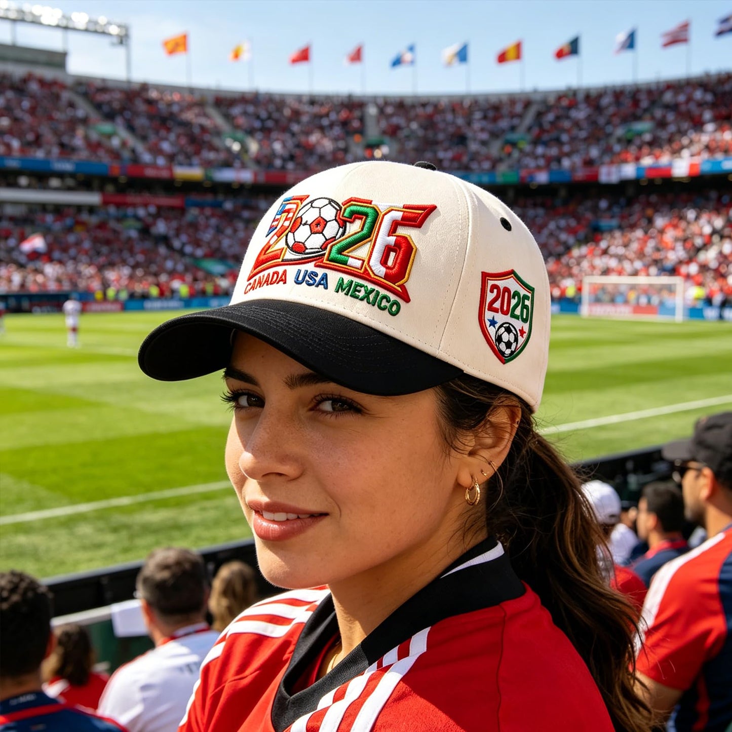 2026 Soccer Fan Baseball Cap, USA Canada Mexico Inspired Embroidered Cotton Hat, Adjustable Game Day Sports Cap
