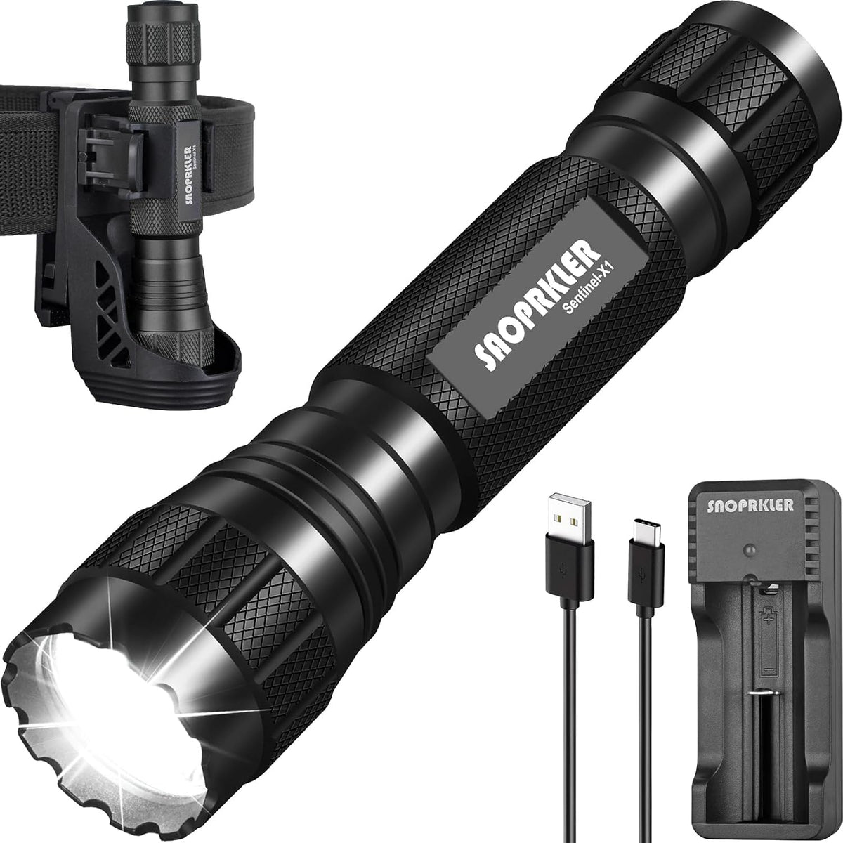 High Lumens Tactical Flashlight - Ultimate Duty Belt Companion for Law Enforcement and Outdoor Adventures