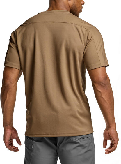 CQR Men's Short Sleeve Military Tactical T-Shirt, Athletic Gym Training Army Shirts, Outdoor Hiking Workout Shirt