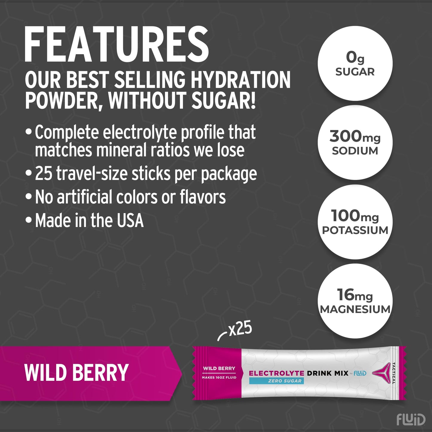 Fluid Tactical - 25 Count Zero Sugar Electrolyte Powder | Variety Pack | Travel Ready Drink Mix | Extreme Re-Hydration
