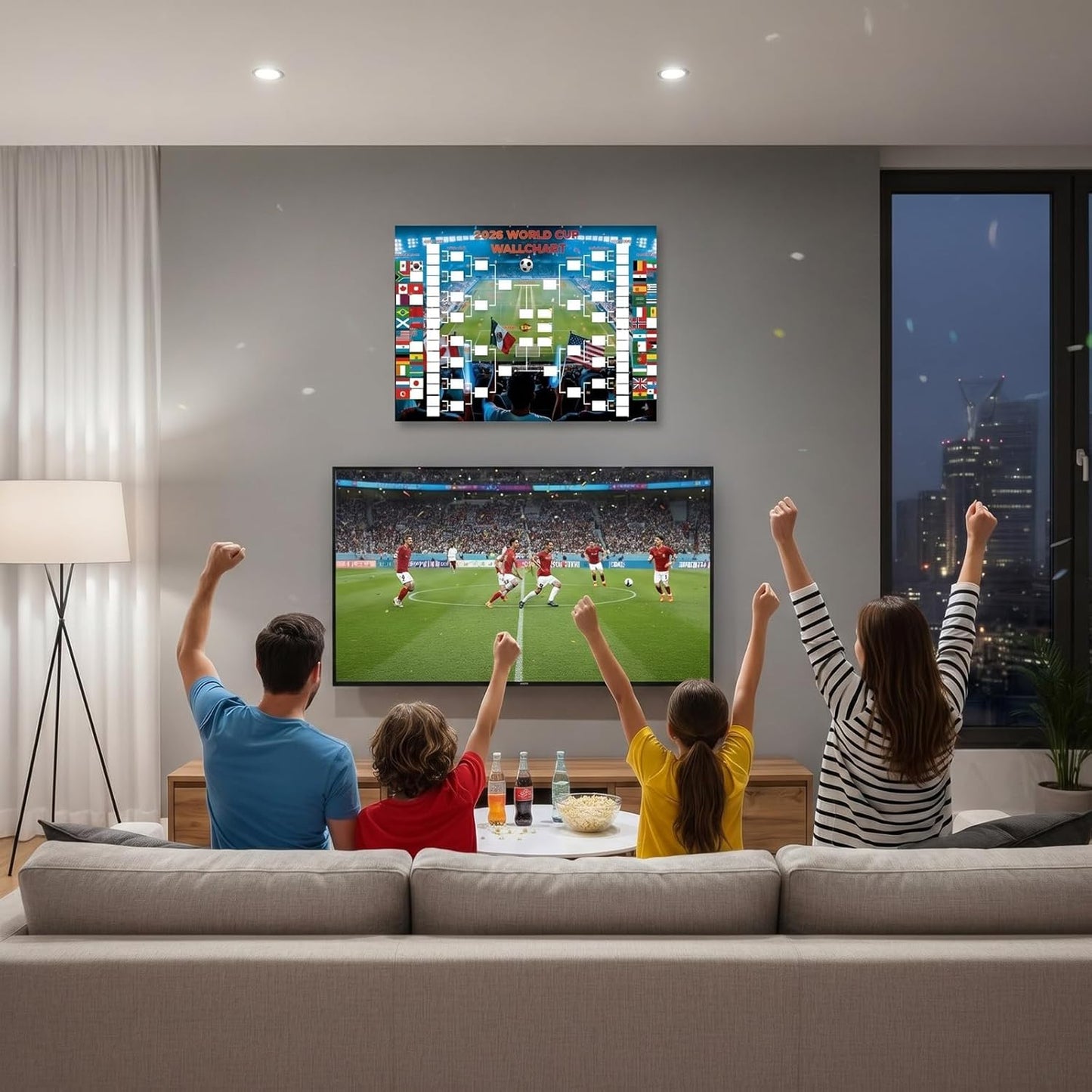 2026 World Cup Schedule Poster Chart 35.5"x24", Single-Sheet Fill-In Bracket Chart with Marker & 4 Adhesive Hooks | Large Soccer Wall Calendar for Home Bar Office, Great Soccer Fan Gift for Game Day Party
