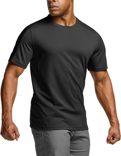 CQR Men's Short Sleeve Military Tactical T-Shirt, Athletic Gym Training Army Shirts, Outdoor Hiking Workout Shirt