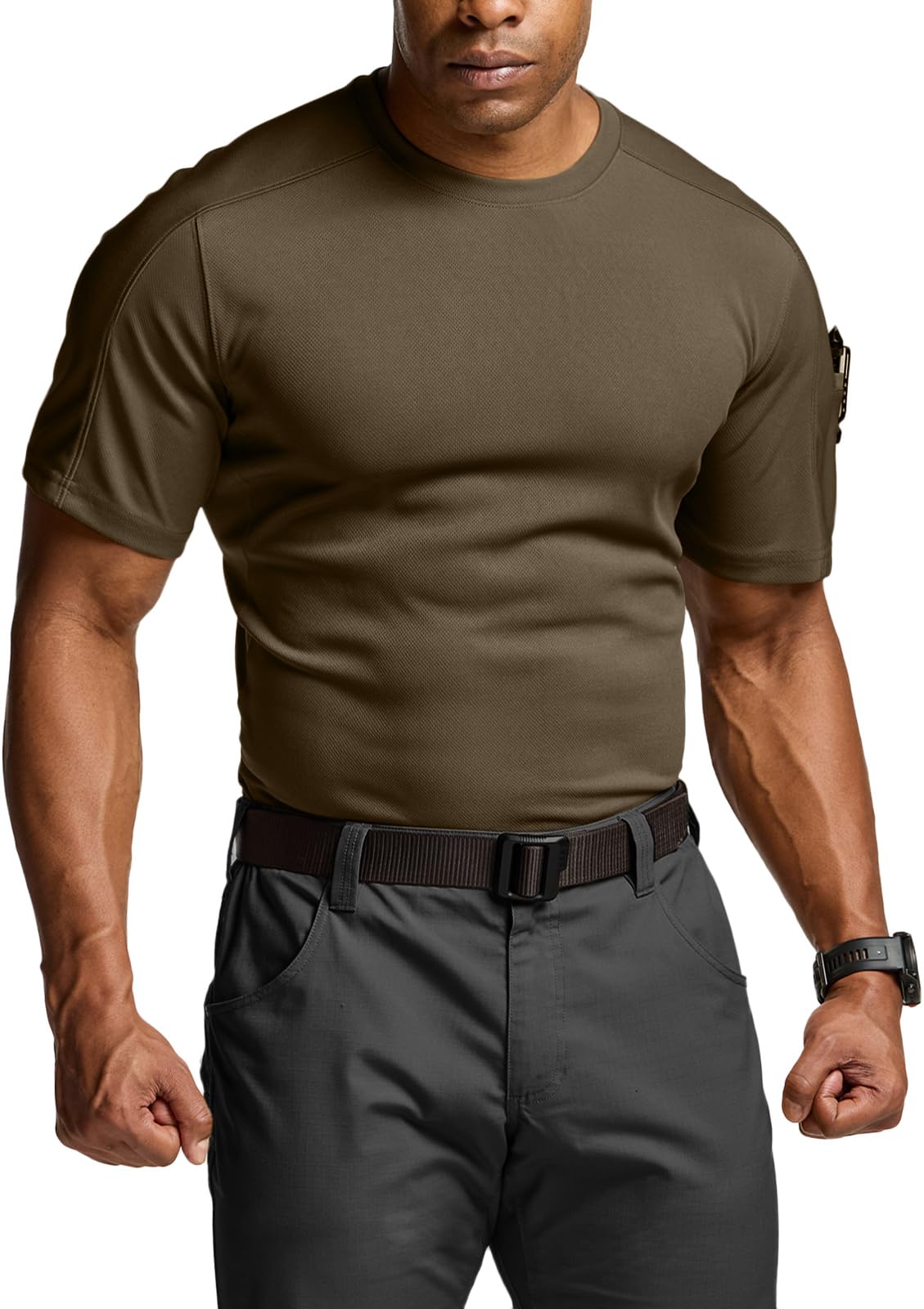 CQR Men's Short Sleeve Military Tactical T-Shirt, Athletic Gym Training Army Shirts, Outdoor Hiking Workout Shirt