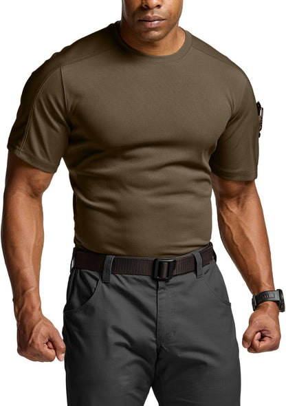 CQR Men's Short Sleeve Military Tactical T-Shirt, Athletic Gym Training Army Shirts, Outdoor Hiking Workout Shirt