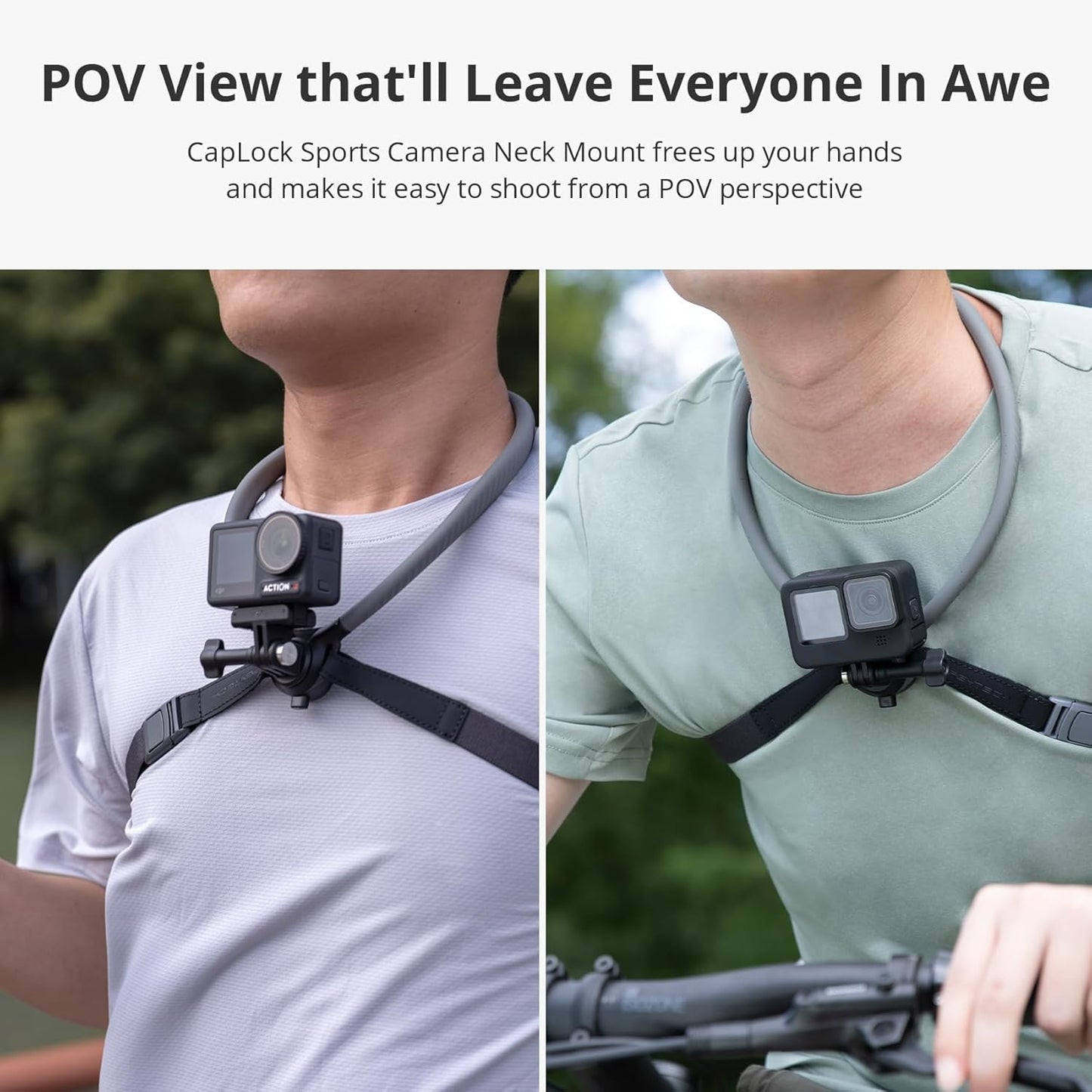 Caplock Action Camera Neck Mount, Large Size, Quick Release Neck Camera Holder & Chest Strap, Hands-Free POV Vlogging for DJI OSMO Action 6/5 Pro/Pocket 4/3/Xtra Muse, Gopro 13-10, Insta360