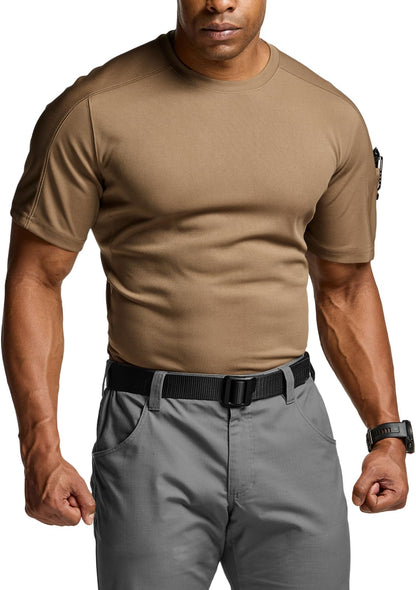 CQR Men's Short Sleeve Military Tactical T-Shirt, Athletic Gym Training Army Shirts, Outdoor Hiking Workout Shirt