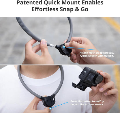 Caplock Action Camera Neck Mount, Large Size, Quick Release Neck Camera Holder & Chest Strap, Hands-Free POV Vlogging for DJI OSMO Action 6/5 Pro/Pocket 4/3/Xtra Muse, Gopro 13-10, Insta360