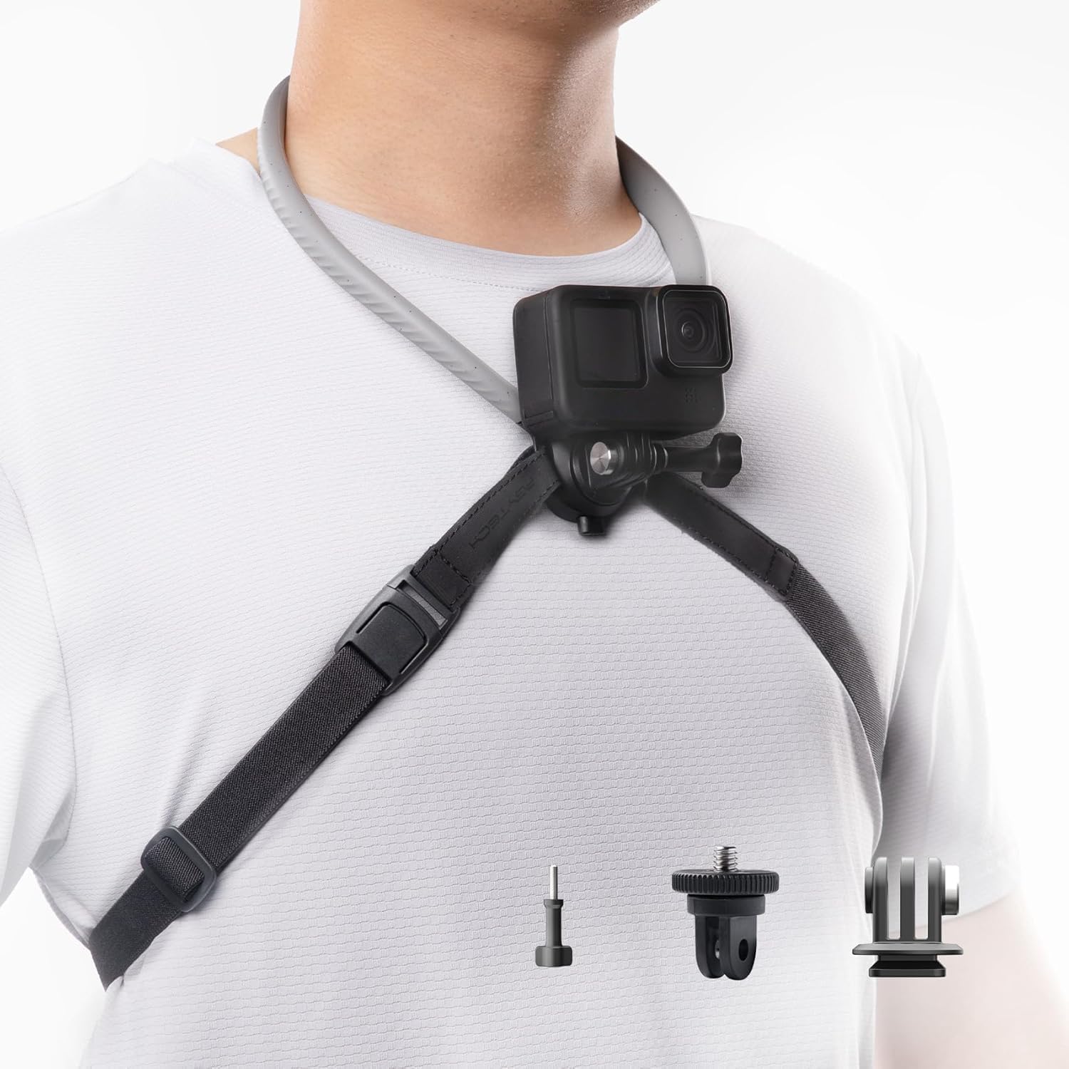 Caplock Action Camera Neck Mount, Large Size, Quick Release Neck Camera Holder & Chest Strap, Hands-Free POV Vlogging for DJI OSMO Action 6/5 Pro/Pocket 4/3/Xtra Muse, Gopro 13-10, Insta360