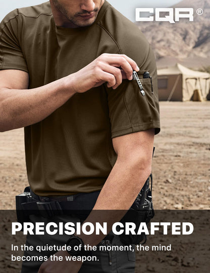 CQR Men's Short Sleeve Military Tactical T-Shirt, Athletic Gym Training Army Shirts, Outdoor Hiking Workout Shirt
