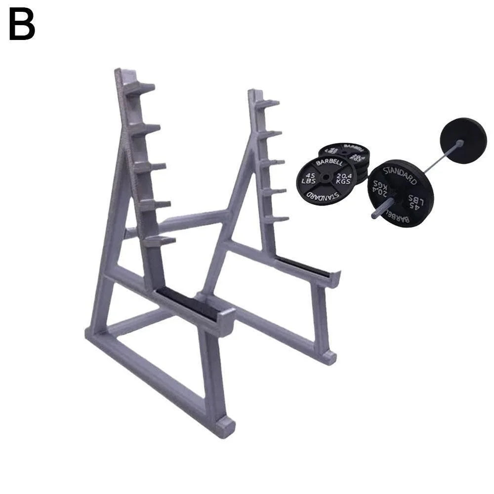 New with Barbells and Weights Barbell Rack Pen Holder Gym Theme Metal Stationery Storage Rack Mini Squat Rack Ornaments Gift