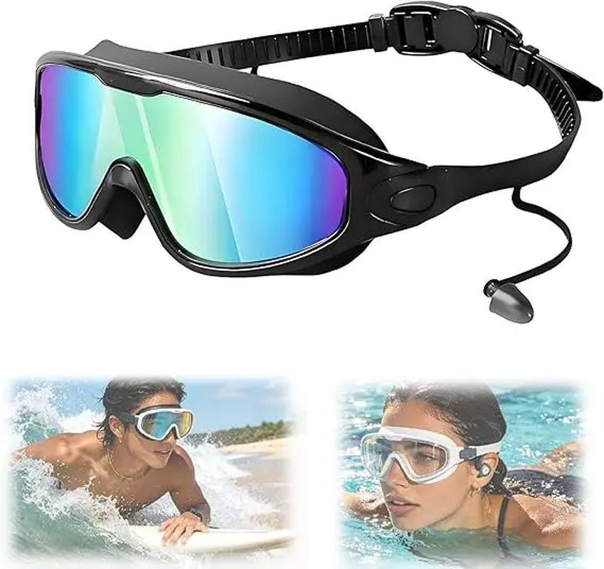 2 Pack Anti‑Fog Swim Goggles for Adults & Kids | 180° Wide View,Uv Protection, Adjustable Strap, Colorful Mirrored Lenses for Men & Women&Kids Outdoorfun