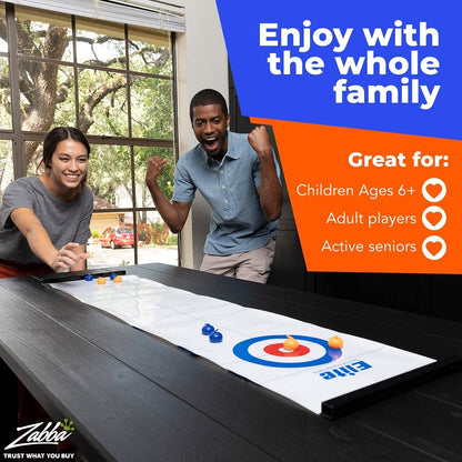 Curling Game - Tabletop Games for Adults, Kids & Families - 4 Ft X 1 Ft Mat for Indoor Fun W/Bonus Travel Bag - Ages 6 & Up