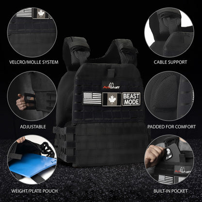 Amstaff Tactical Weighted Vest - Adjustable Weight Vests - Versatile Wearable Vest for Fitness Workouts, Strength and Endurance Training, Running