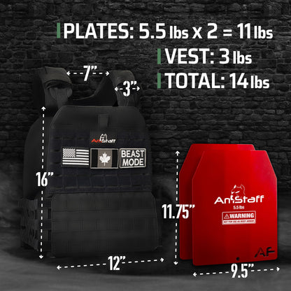 Amstaff Tactical Weighted Vest - Adjustable Weight Vests - Versatile Wearable Vest for Fitness Workouts, Strength and Endurance Training, Running