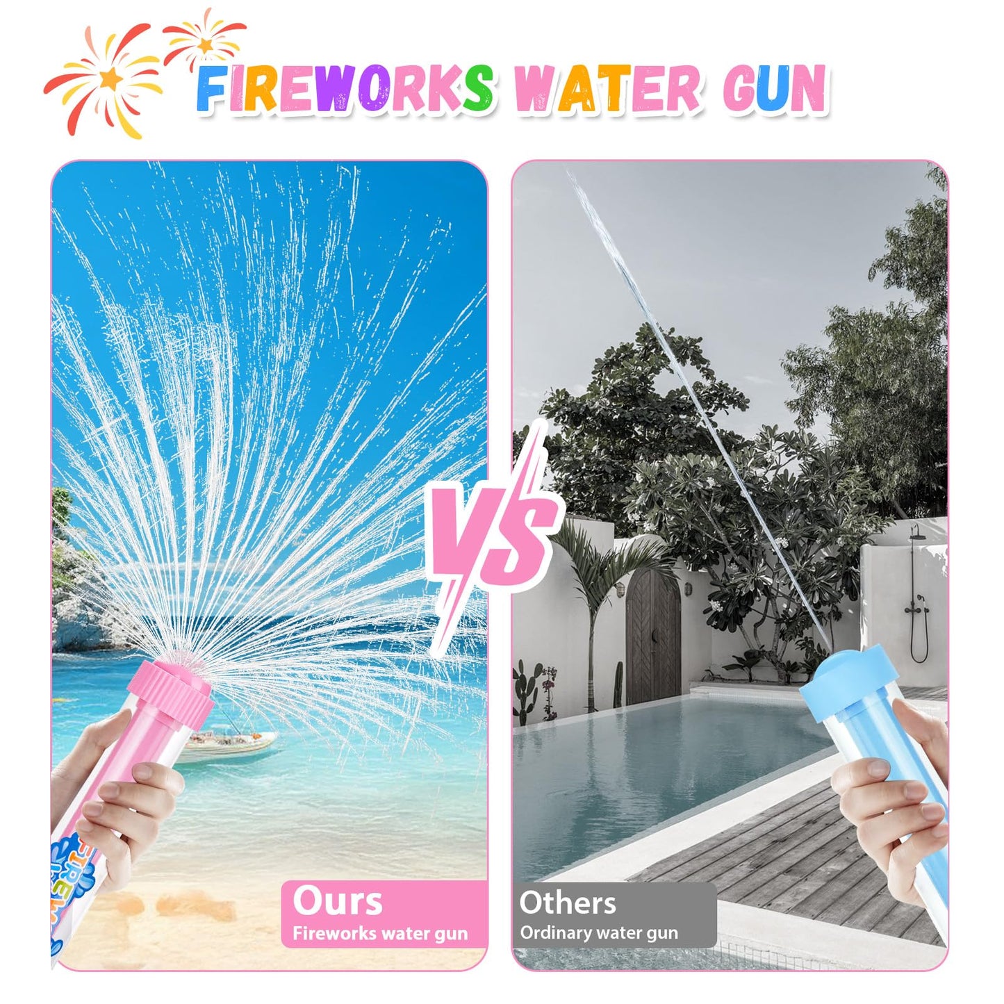 6Pack Creativity Fireworks Water Gun, Sprays Water Like Fireworks, Squirt Gun for Kids, Bulk Samll Water Blaster Summer Pool, Backyard, Beach, Birthday Party Outdoor Game Toys