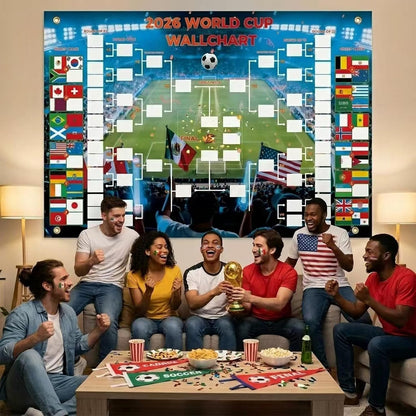 2026 World Cup Schedule Poster Chart 35.5"x24", Single-Sheet Fill-In Bracket Chart with Marker & 4 Adhesive Hooks | Large Soccer Wall Calendar for Home Bar Office, Great Soccer Fan Gift for Game Day Party