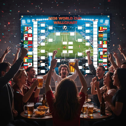 2026 World Cup Schedule Poster Chart 35.5"x24", Single-Sheet Fill-In Bracket Chart with Marker & 4 Adhesive Hooks | Large Soccer Wall Calendar for Home Bar Office, Great Soccer Fan Gift for Game Day Party