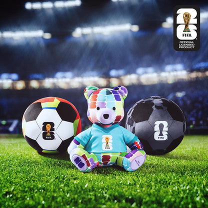FIFA World Cup 2026 10-Inch Colorful Bear Plush - Official 2026 World Cup Collectible with FIFA Trophy Logo Tee - Ages 3+
