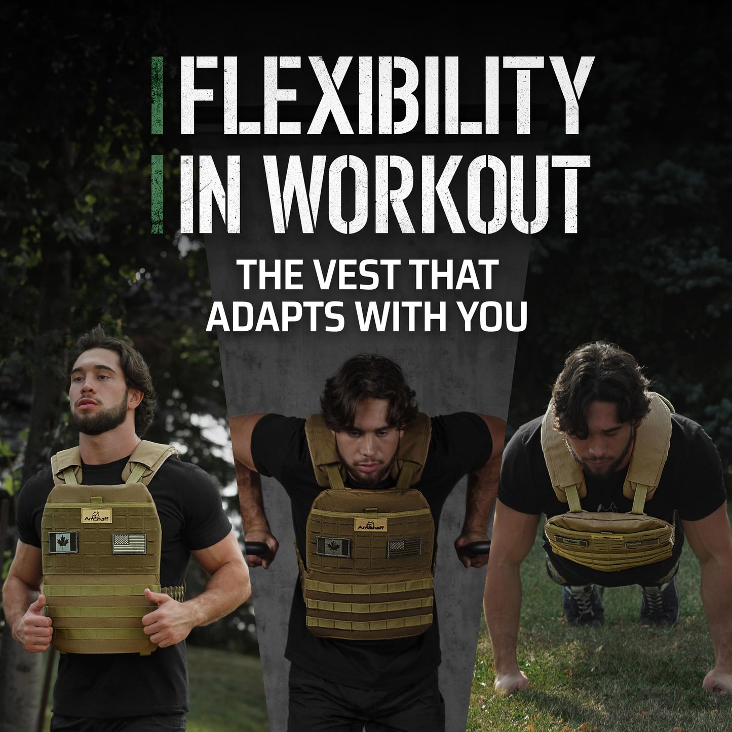 Amstaff Tactical Weighted Vest - Adjustable Weight Vests - Versatile Wearable Vest for Fitness Workouts, Strength and Endurance Training, Running