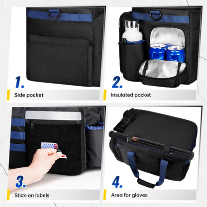 Patrol Bag Law Enforcement, Extra Large Police Gear Bag for Car Front Seat Organizer with a MOLLE Pouch & 15.6In Laptop Layer, Multiple Compartments Police Duty Bags Fit Vehicle Passenger Seat, Black