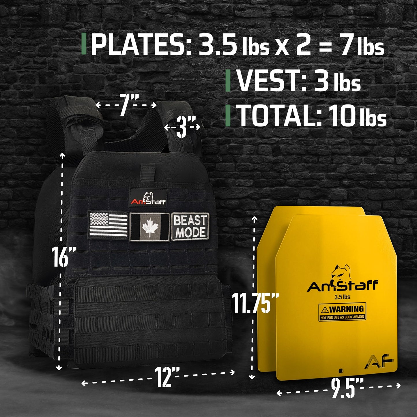 Amstaff Tactical Weighted Vest - Adjustable Weight Vests - Versatile Wearable Vest for Fitness Workouts, Strength and Endurance Training, Running