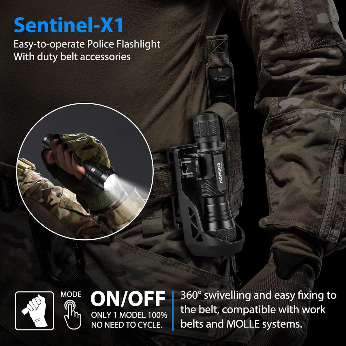 High Lumens Tactical Flashlight - Ultimate Duty Belt Companion for Law Enforcement and Outdoor Adventures