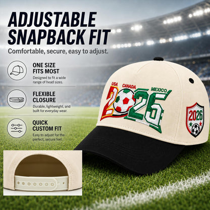 2026 Soccer Fan Baseball Cap, USA Canada Mexico Inspired Embroidered Cotton Hat, Adjustable Game Day Sports Cap