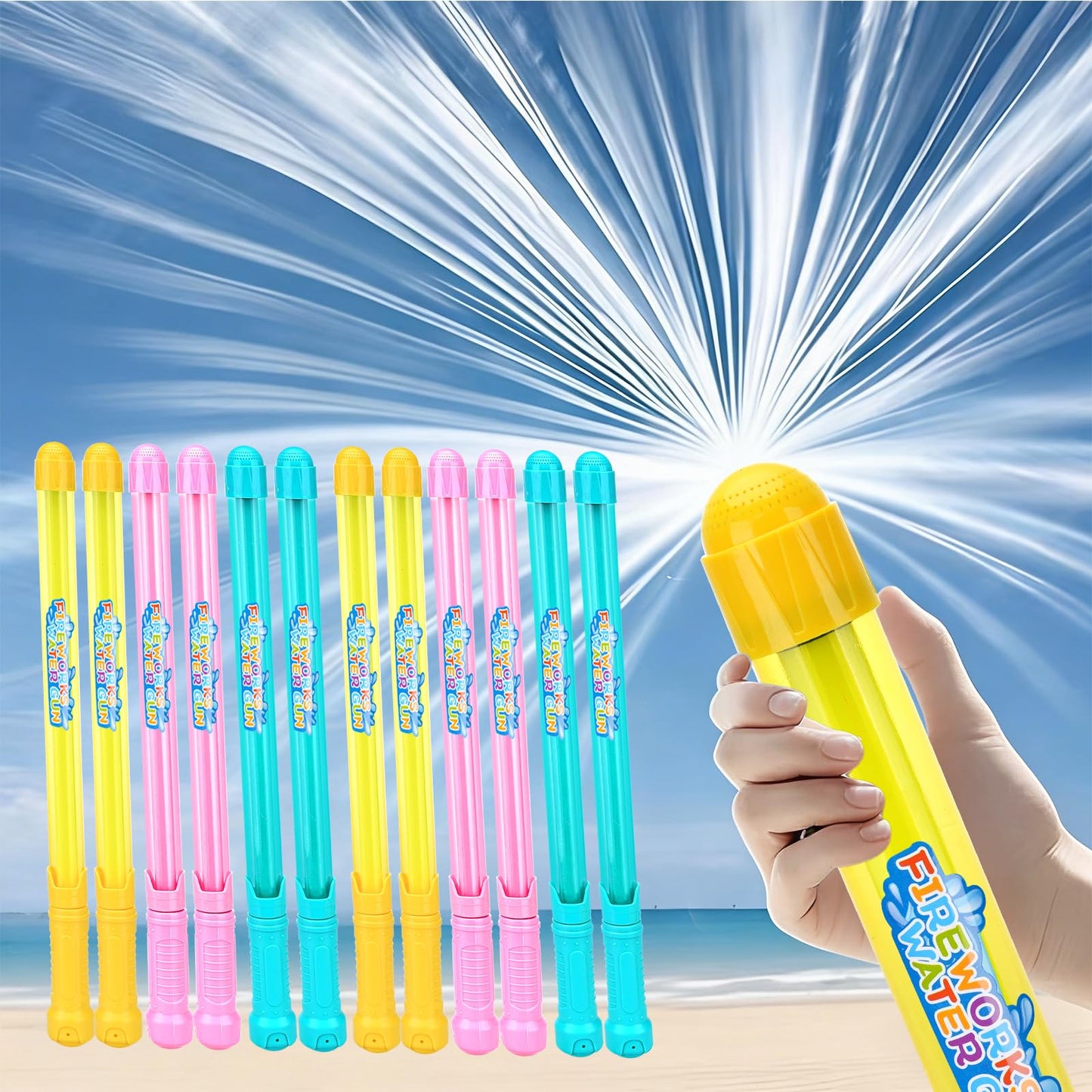 6Pack Creativity Fireworks Water Gun, Sprays Water Like Fireworks, Squirt Gun for Kids, Bulk Samll Water Blaster Summer Pool, Backyard, Beach, Birthday Party Outdoor Game Toys