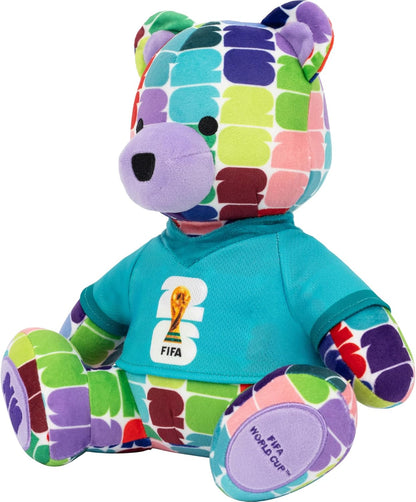 FIFA World Cup 2026 10-Inch Colorful Bear Plush - Official 2026 World Cup Collectible with FIFA Trophy Logo Tee - Ages 3+
