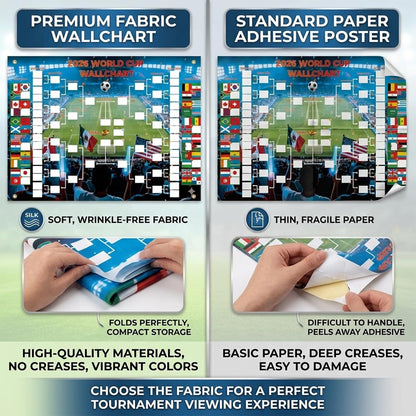 2026 World Cup Schedule Poster Chart 35.5"x24", Single-Sheet Fill-In Bracket Chart with Marker & 4 Adhesive Hooks | Large Soccer Wall Calendar for Home Bar Office, Great Soccer Fan Gift for Game Day Party