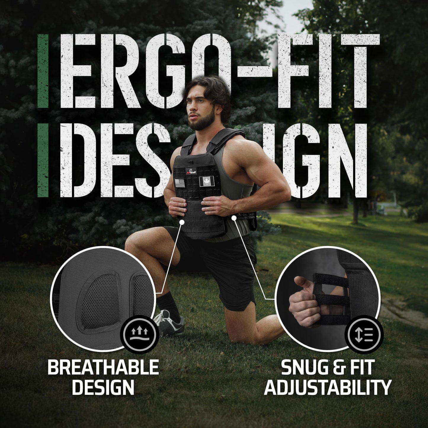 Amstaff Tactical Weighted Vest - Adjustable Weight Vests - Versatile Wearable Vest for Fitness Workouts, Strength and Endurance Training, Running