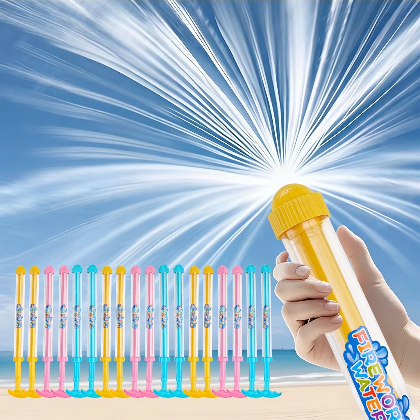 6Pack Creativity Fireworks Water Gun, Sprays Water Like Fireworks, Squirt Gun for Kids, Bulk Samll Water Blaster Summer Pool, Backyard, Beach, Birthday Party Outdoor Game Toys