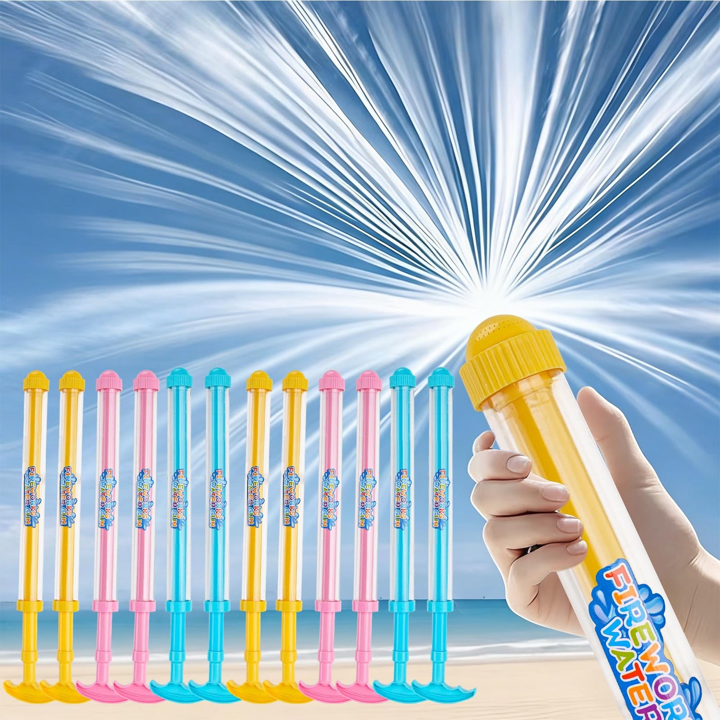 6Pack Creativity Fireworks Water Gun, Sprays Water Like Fireworks, Squirt Gun for Kids, Bulk Samll Water Blaster Summer Pool, Backyard, Beach, Birthday Party Outdoor Game Toys