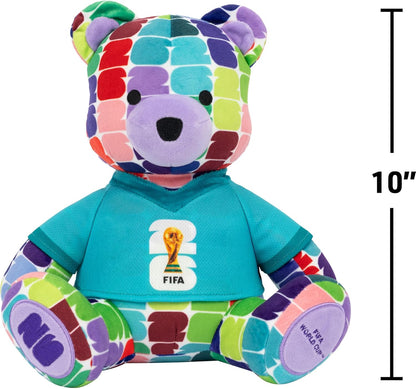 FIFA World Cup 2026 10-Inch Colorful Bear Plush - Official 2026 World Cup Collectible with FIFA Trophy Logo Tee - Ages 3+