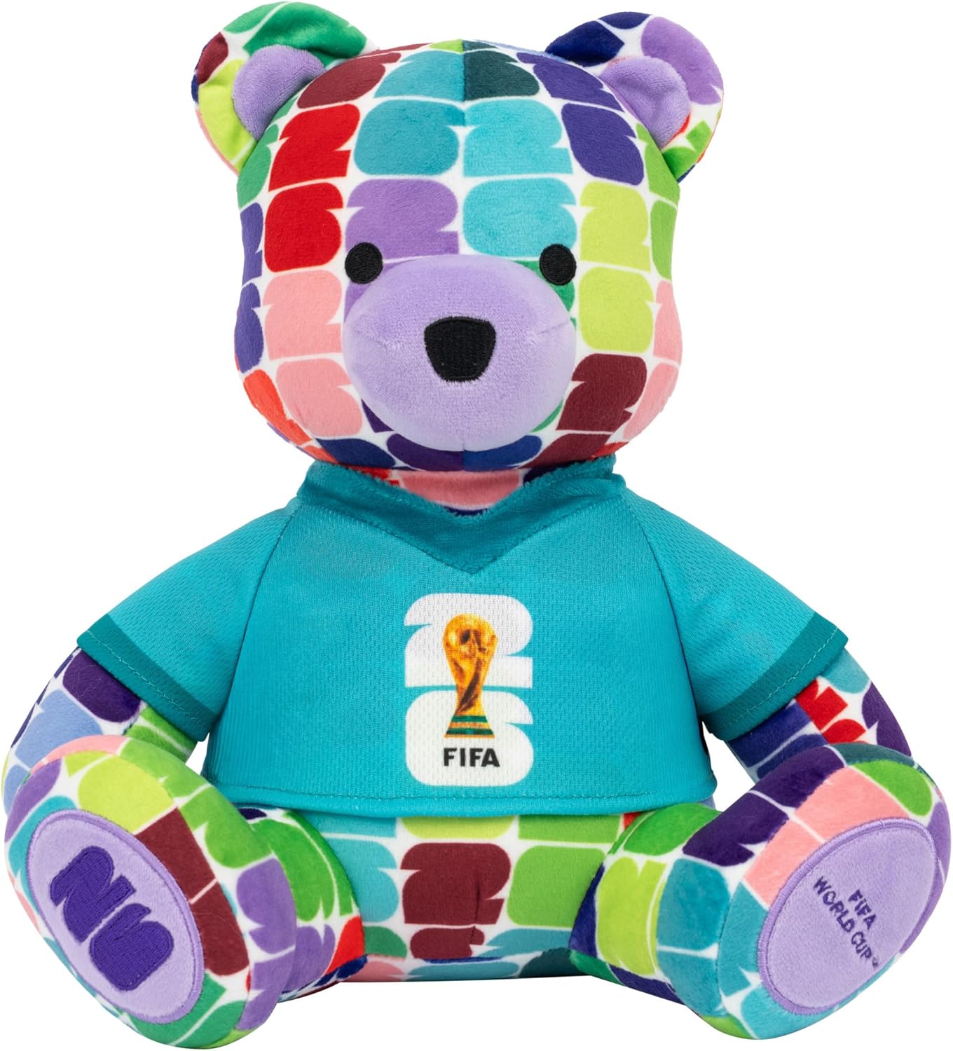 FIFA World Cup 2026 10-Inch Colorful Bear Plush - Official 2026 World Cup Collectible with FIFA Trophy Logo Tee - Ages 3+