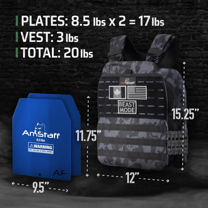 Amstaff Tactical Weighted Vest - Adjustable Weight Vests - Versatile Wearable Vest for Fitness Workouts, Strength and Endurance Training, Running