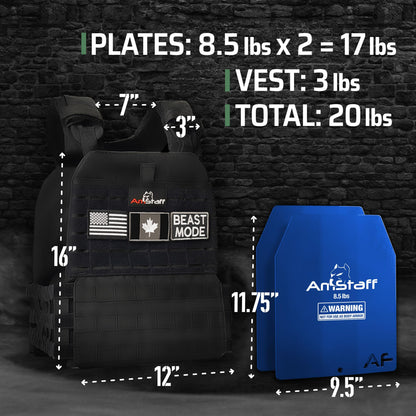 Amstaff Tactical Weighted Vest - Adjustable Weight Vests - Versatile Wearable Vest for Fitness Workouts, Strength and Endurance Training, Running