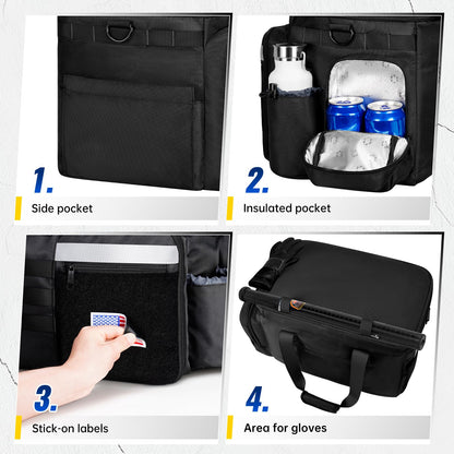 Patrol Bag Law Enforcement, Extra Large Police Gear Bag for Car Front Seat Organizer with a MOLLE Pouch & 15.6In Laptop Layer, Multiple Compartments Police Duty Bags Fit Vehicle Passenger Seat, Black