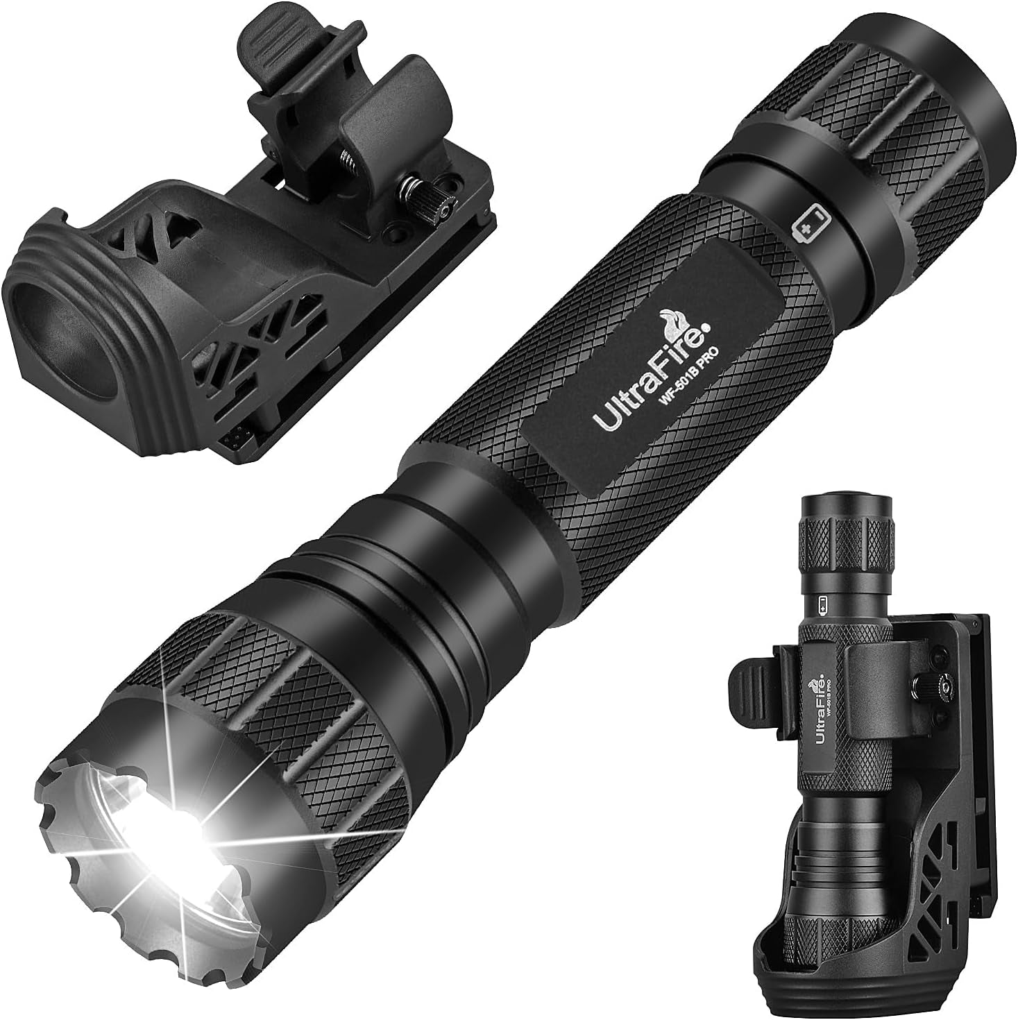 WF-501B PRO Tactical Flashlight - 1200 Lumens Brightness & 1000 Lm Performance w/ Holster