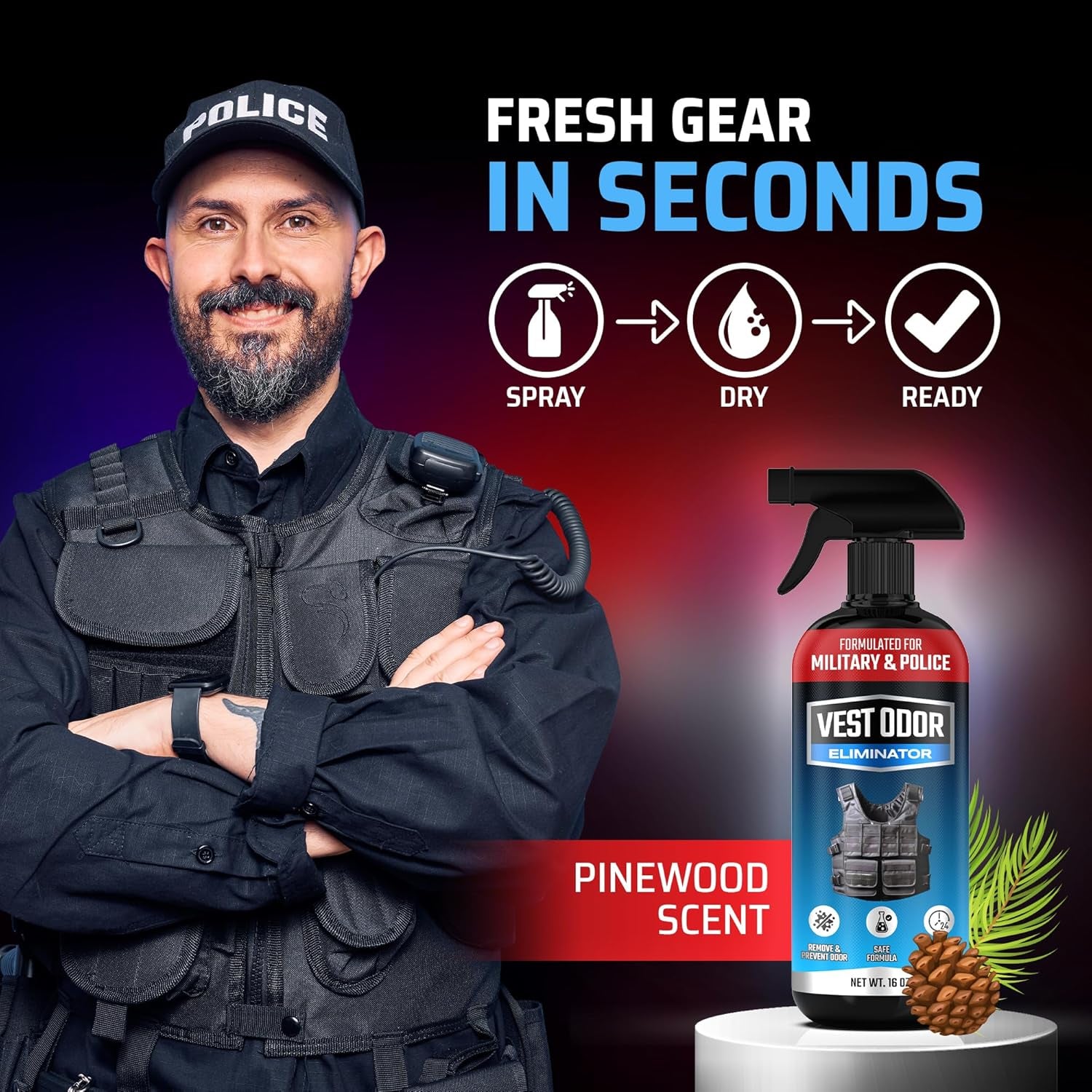 Vest Odor Remover Spray Non-Toxic, Residue-Free, Long-Lasting Fresh Scent 2 Pack