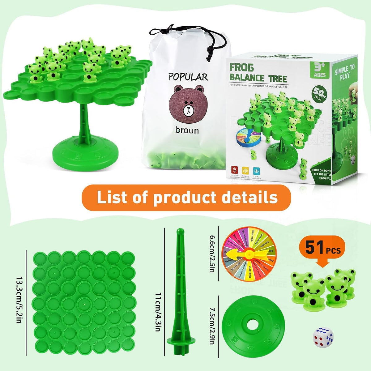 Frog Balance Game Toys,Balance Game Tree Two-Player Parent-Child Interactive Family Tabletop Puzzle Montessori Toy,Frogs Board for Kids and Adults (Frog)
