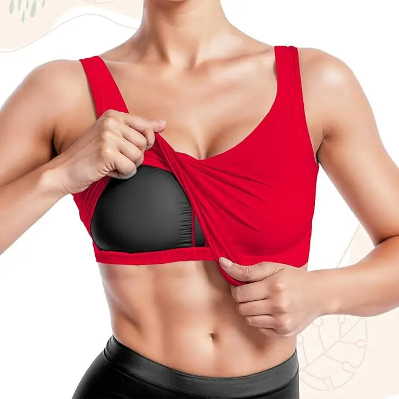 Women's Longline Ribbed Workout Tank Top with Built-In Bra and Padding for Yoga, Running, Gym, and Fitness Activities