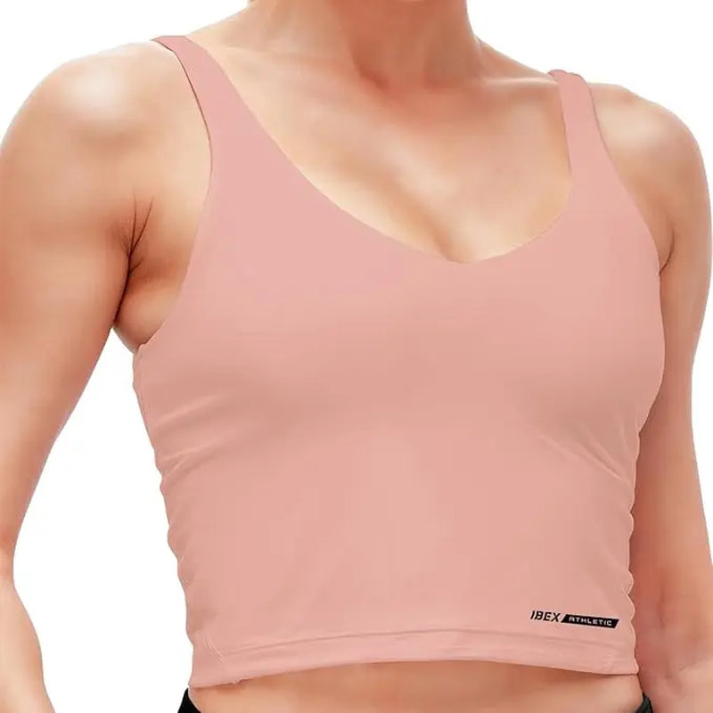 Women's Longline Ribbed Workout Tank Top with Built-In Bra and Padding for Yoga, Running, Gym, and Fitness Activities