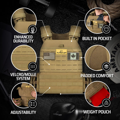 Amstaff Tactical Weighted Vest - Adjustable Weight Vests - Versatile Wearable Vest for Fitness Workouts, Strength and Endurance Training, Running
